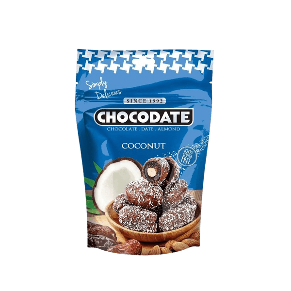 Hovedbilde Chocodate Dadler - Kokos, Sjokolade og Mandel 90g
